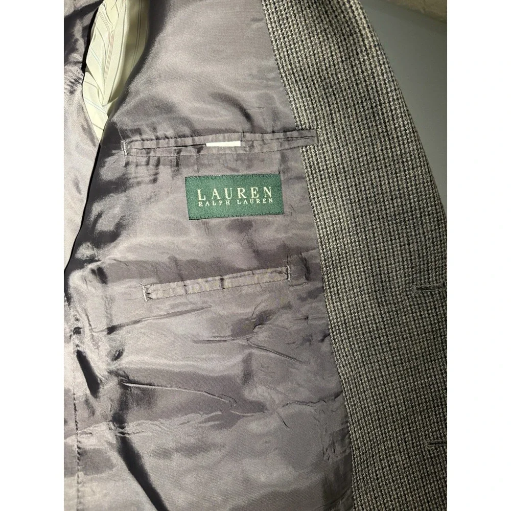 Lauren Ralph‎ Lauren Sport Coat Blazer 46R Brown Lambswool Houndstooth Jacket